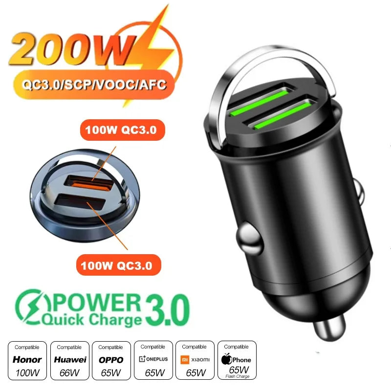 Cargador USB + tipo C de coche para móvil