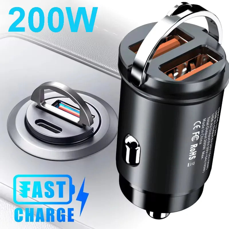 Cargador USB + tipo C de coche para móvil