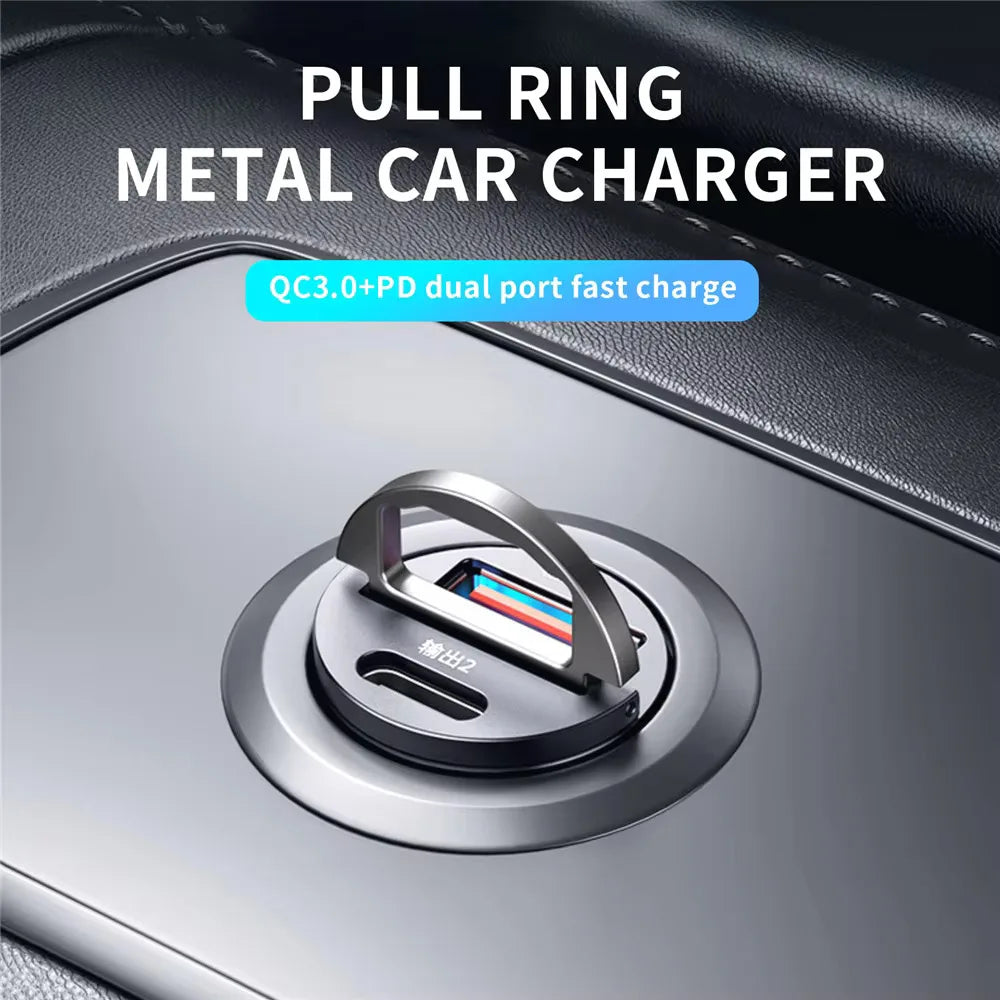 Cargador USB + tipo C de coche para móvil